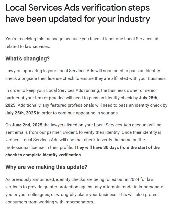 LSA email screenshot
