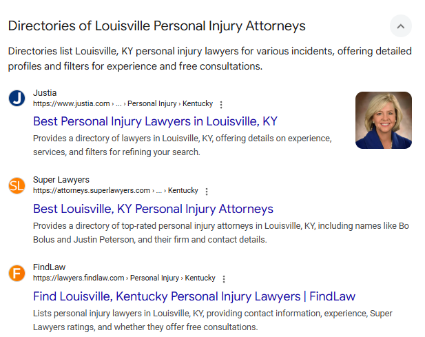 screenshot - lawyer directories