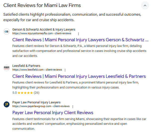 screenshot - client reviews