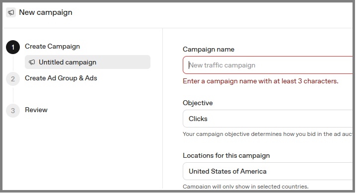 screenshot of new ad campaign