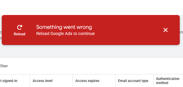 LSA Account access error screenshot